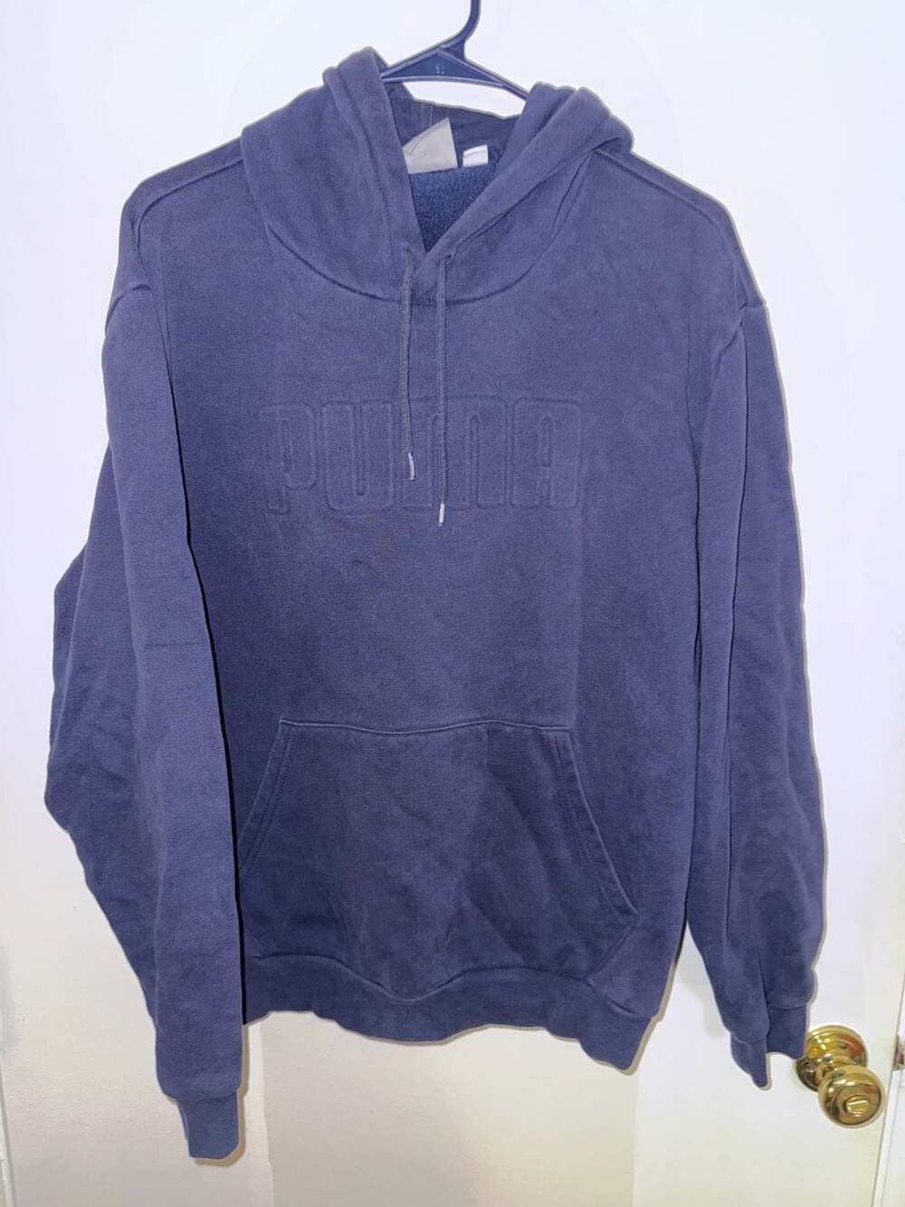 Puma Navy Blue Embroidered Logo Pullover Hoodie Sweatshirt